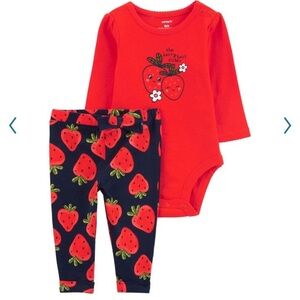 Carter’s strawberry outfit bodysuitt and leggings red size 9 months
